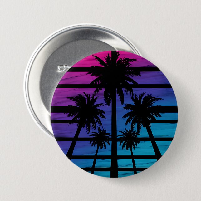 Palm Tree Hawaiian Beach Sommerurlaub Button (Vorne & Hinten)