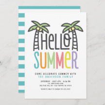 Palm Tree Hello Summer Invitation