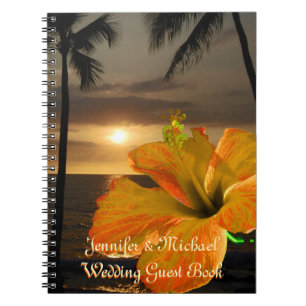 Palm Tree Hibiskus Tropical Wedding Guest Book Notizblock
