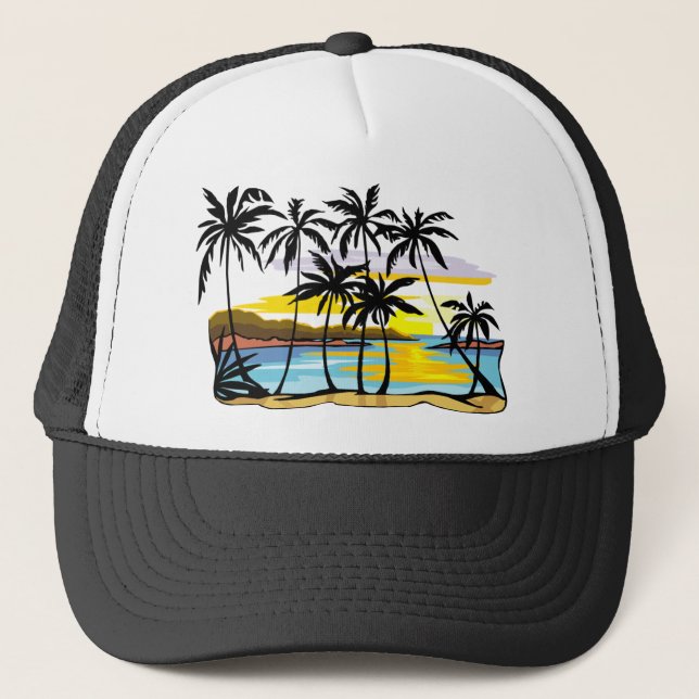 Palm Tree Hintergrund Truckerkappe (Vorderseite)