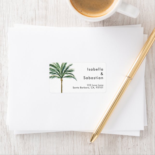 Palm Tree Hochzeit in Urlaubsort Address Label Adressaufkleber (Insitu)