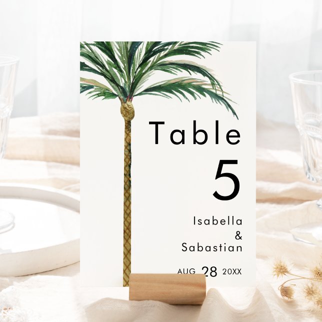 Palm Tree Hochzeit in Urlaubsort Tischnummer Card (Von Creator hochgeladen)
