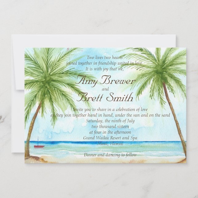 Palm Tree Hochzeitseinladung Einladung (Vorderseite)