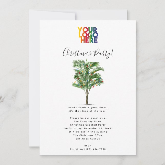 Palm Tree Holiday Business Logo Christmas Party  (Vorderseite)