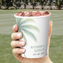 Palm Tree Island Destination Green Wedding Pappbecher