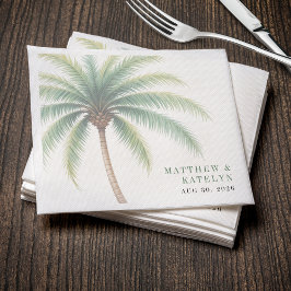 Palm Tree Island Destination Green Wedding Serviette