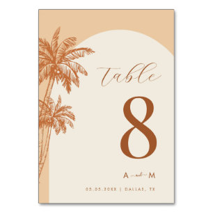 Palm Tree Ivory Classic Monogram Beach Wedding Tischnummer