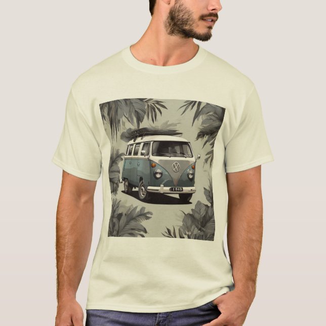 "Palm Tree Kombi Shirt - Coastal Vintage Van Lover (Vorderseite)