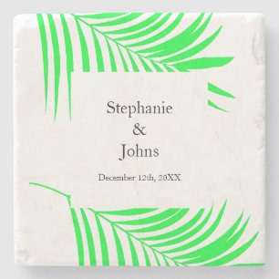 Palm Tree Leaf Green Blätter Elegante Hochzeit Steinuntersetzer