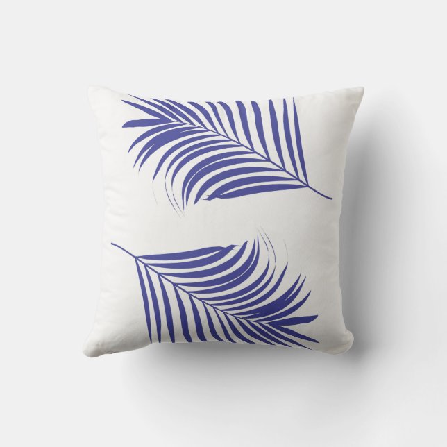 Palm Tree Leaf Orange Blue Tropical Coaststrand Kissen (Rückseite)