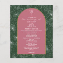 Palm Tree Leaf Pink & Green Wedding Programm