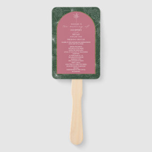 Palm Tree Leaf Pink & Green Wedding Programm Fächer