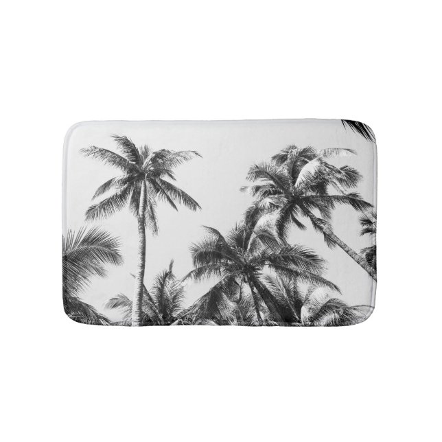 Palm Tree Leaf Schwarz-weiß Badematte (Vorderseite)