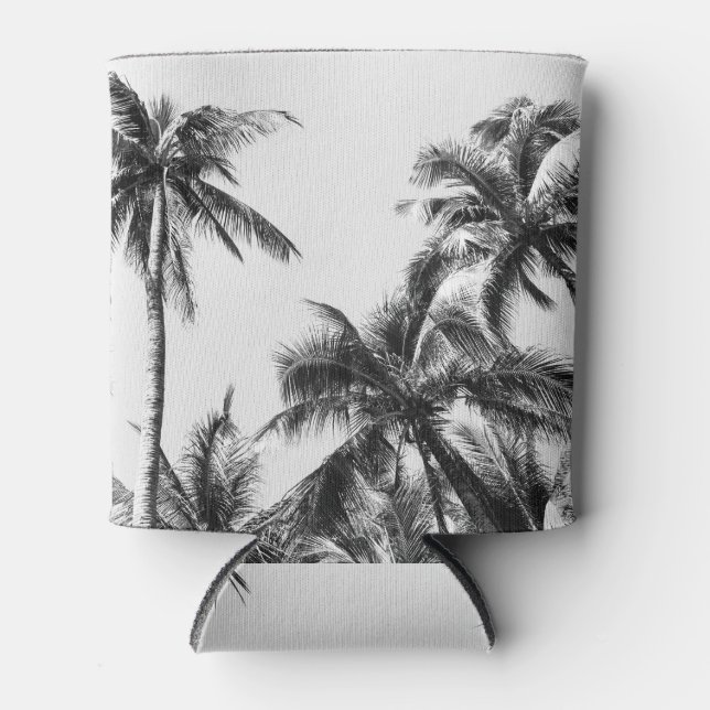 Palm Tree Leaf Schwarz-weiß Dosenkühler (Vorderseite)