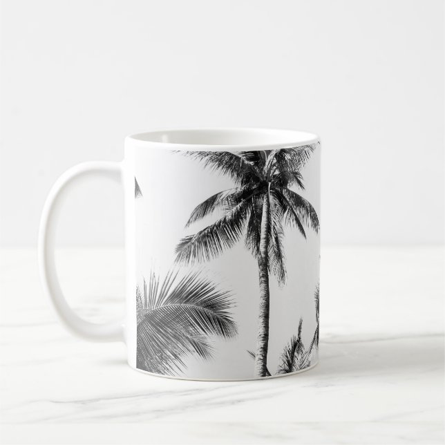Palm Tree Leaf Schwarz-weiß Kaffeetasse (Links)