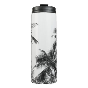 Palm Tree Leaf Schwarz-weiß Thermosbecher