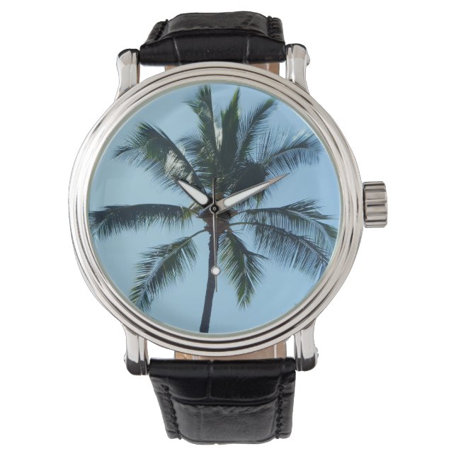 *Palm Tree* Leather Watch Armbanduhr (Vorderseite)
