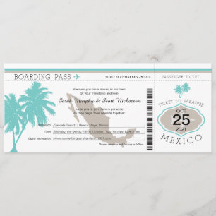 Palm Tree Mexico Boarding Pass Wedding Einladung