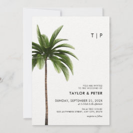 Palm Tree Minimalistisch Tropical Beach Foto Hochz Einladung