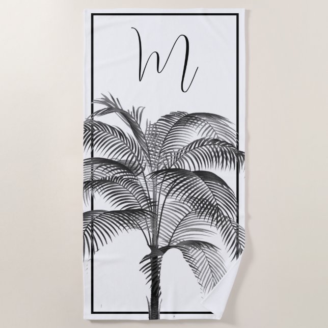 Palm Tree Modern Black Frame Personal Strandtuch (Vorderseite)