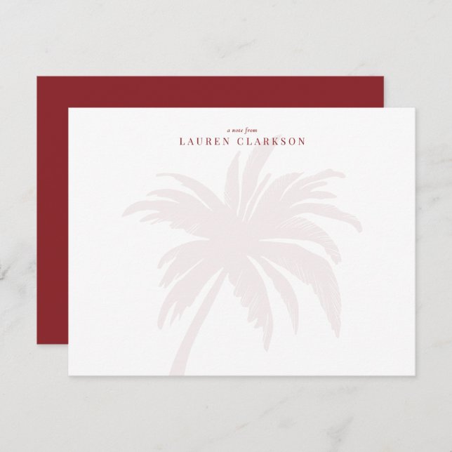 Palm Tree moderne avec carte de note typographique (Devant / Derrière)