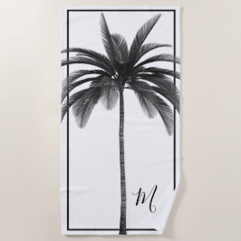 Palm Tree Modernes Schwarz-weißes Personal Strandtuch