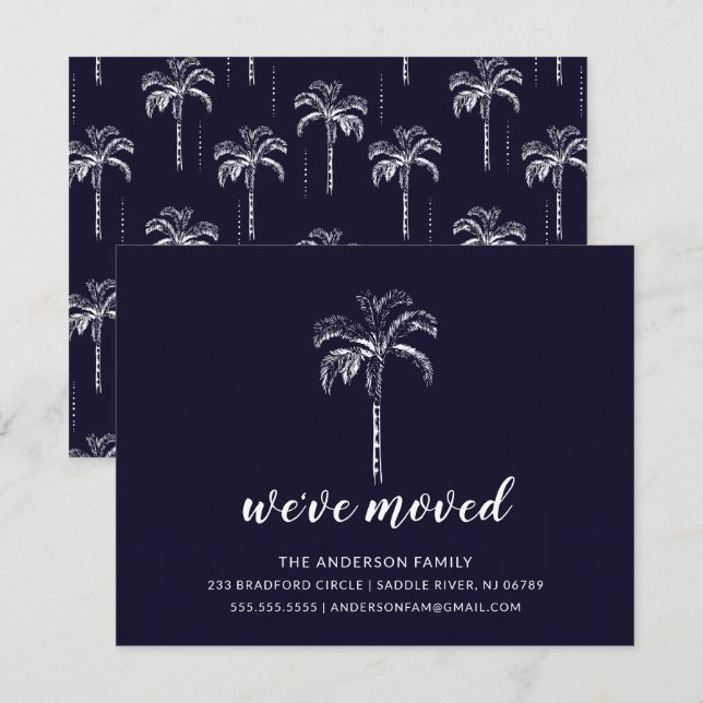 Palm Tree Moving Faire-part moderne (Devant / Derrière)