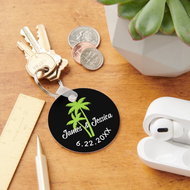 Palm Tree Name and Date Template Gastgeschenk Hoch Schlüsselanhänger (Schreibtisch)