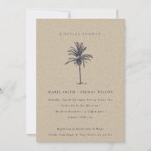 Palm Tree Navy Kraft Paare Dusche einladen