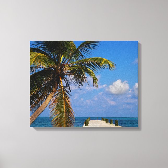 Palm Tree Ocean Tropical Beach Leinwanddruck (Vorderseite)