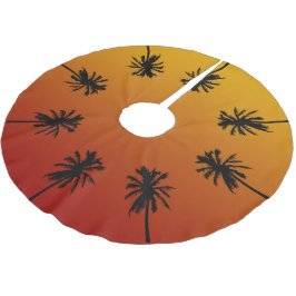 Palm Tree Orange Sunset Tropical Christmas Tree Polyester Weihnachtsbaumdecke