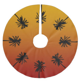 Palm Tree Orange Sunset Tropical Christmas Tree Polyester Weihnachtsbaumdecke