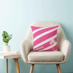 Palm Tree Personal Hot Rose Stripe Lisse Oreiller