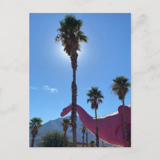 Palm Tree & Pink Dinosaurier Postkarte