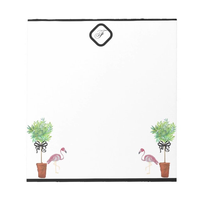Palm Tree Pink Flamingo Flamingos Notizblock (Vorderseite)