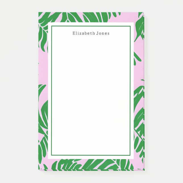 Palm Tree Pink + Green Preppy Post-it Klebezettel (Vorderseite)