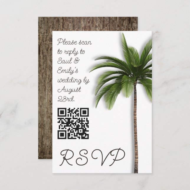 Palm Tree QR code Event Wedding RSVP (Vorne/Hinten)