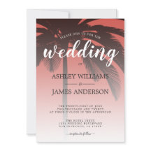Palm Tree Red Beach Hochzeitseinladung