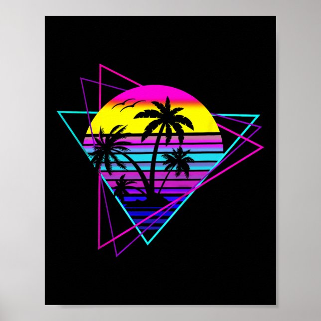 Palm Tree Retro Palm Tree 80er Achtzigties Summer  Poster (Vorne)