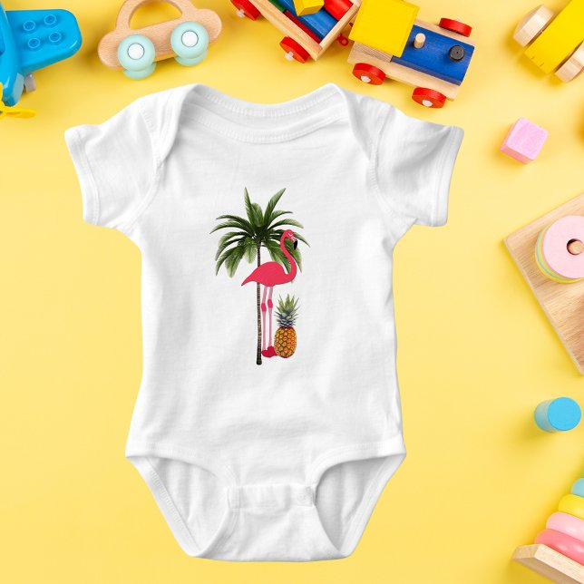 Palm Tree, rosa Flamingo, Ananas Baby Bodysuit Strampler (Palm Tree, Pink Flamingo, Pineapple Baby Bodysuit)