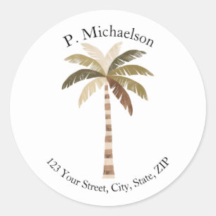 Palm Tree Round-Address-Label Runder Aufkleber