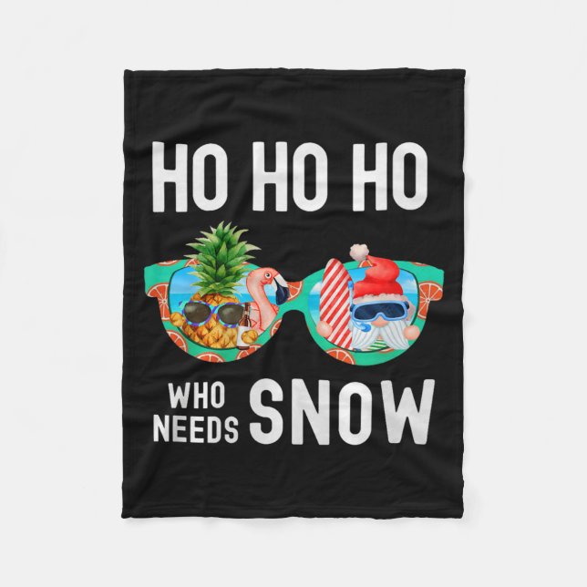 Palm Tree Santa Surfing Summer Vacation Ho Ho Ho C Fleecedecke (Vorderseite)