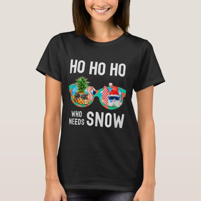 Palm Tree Santa Surfing Summer Vacation Ho Ho Ho C T-Shirt (Vorderseite)