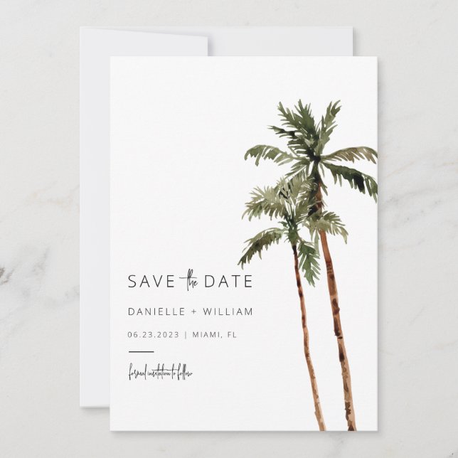 Palm Tree Save the Date Invitation Mariage (Devant)
