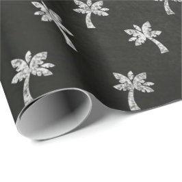 Palm Tree Schwarz-weiß Lines Chalkboard Elegante Geschenkpapier