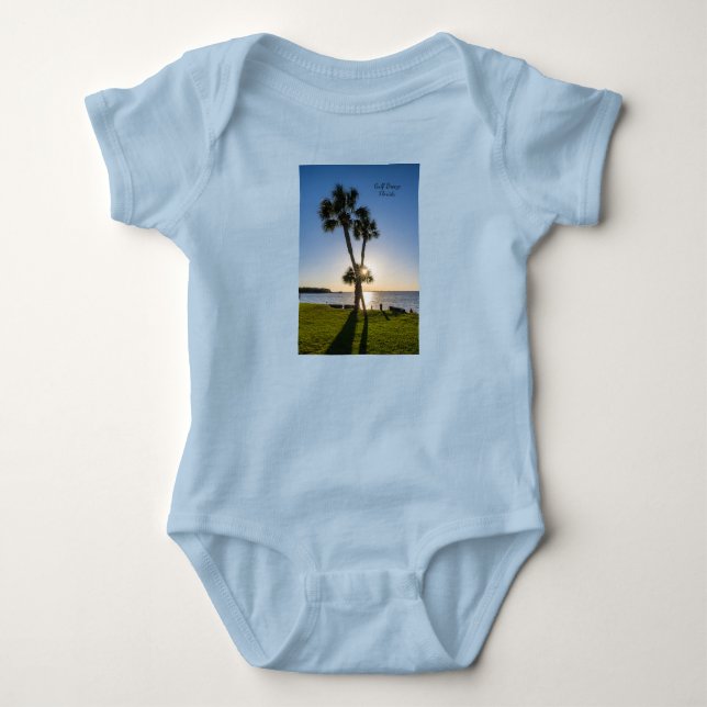 Palm Tree Scissors Silhouette Baby Body Anzug Strampler (Vorderseite)