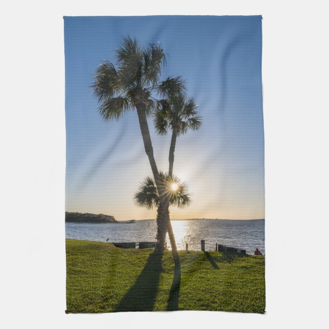 Palm Tree Scissors Silhouette Handtuch (Vertikal)