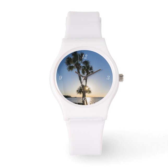 Palm Tree Scissors Silhouette Sporty Watch Armbanduhr (Vorderseite)