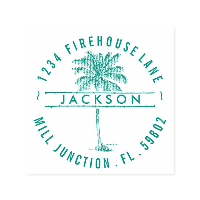 Palm Tree Self-Inking Rücksendeadresse Briefmarke Permastempel (Design)