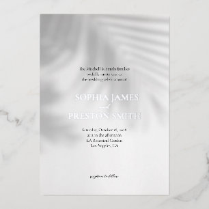 Palm Tree Shadow Modern Wedite mit Foil Folieneinladung